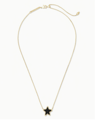 Jae Star Gold Pendant Necklace Black Drusy
