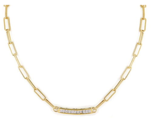 N5333 Diamante Necklace Link Pave Bar