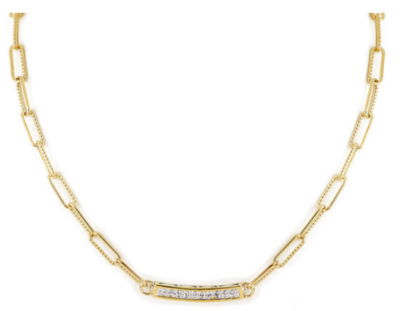 N5333 Diamante Necklace Link Pave Bar