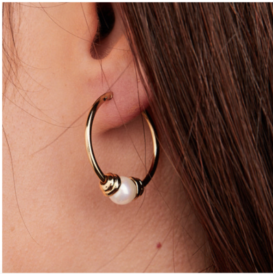 G5215 Perola Small Pearl Hoop Earring