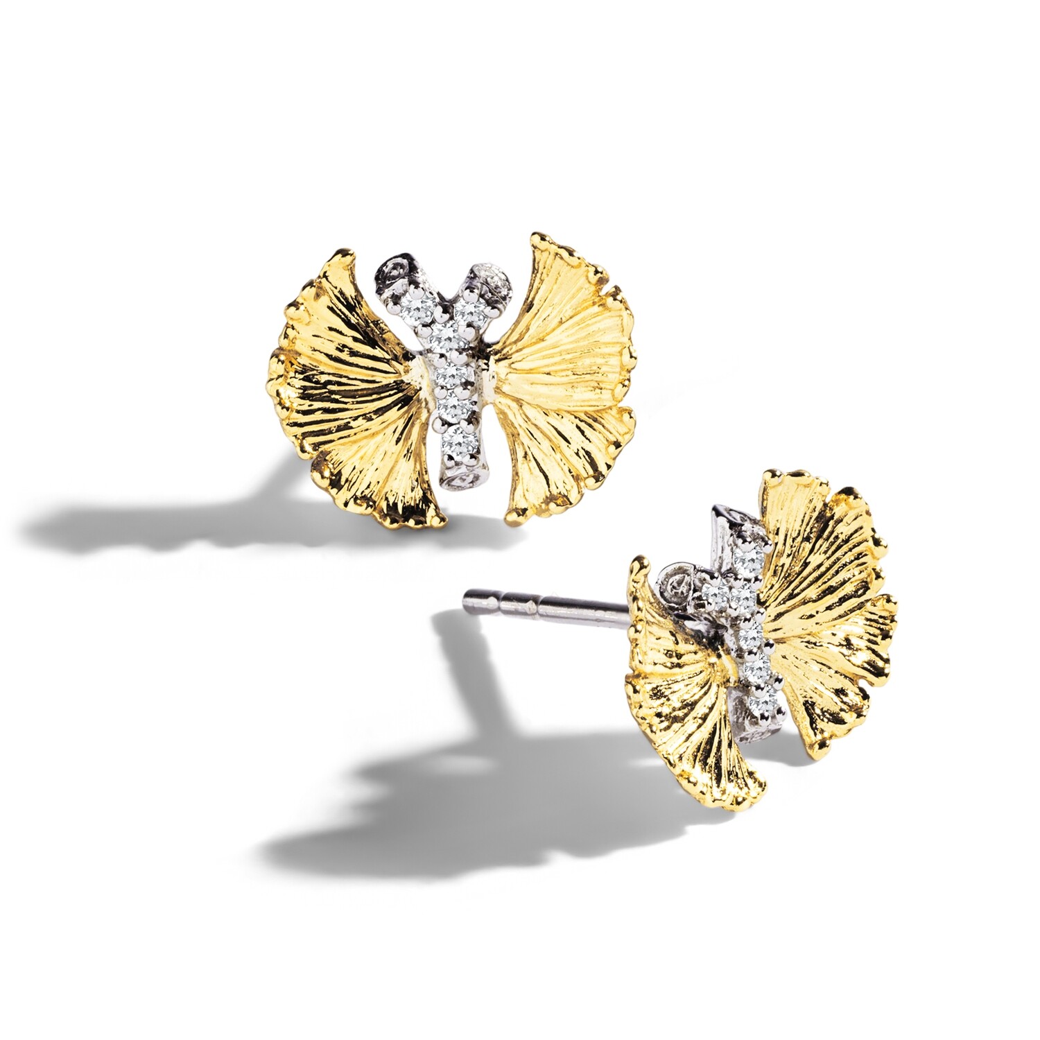 Butterfly Gingko Earrings with Diamonds