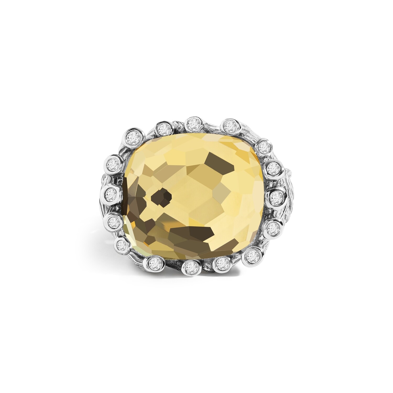 Enchanted Forest Ring with Gold Doublet and Diamonds