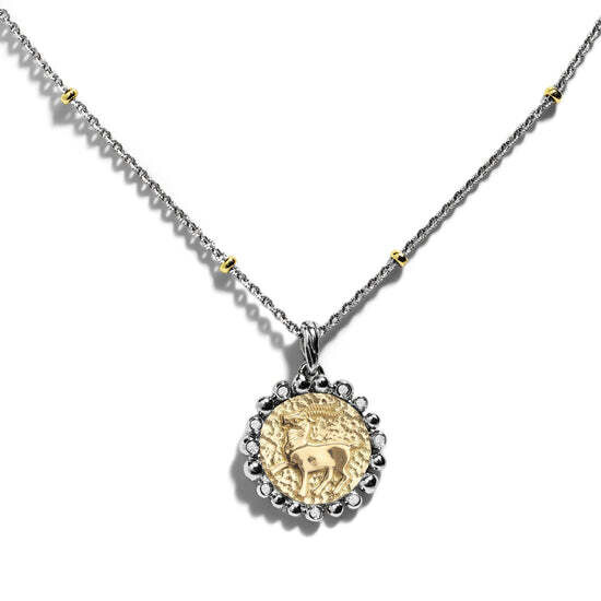 Capricorn Zodiac Pendant with Diamonds