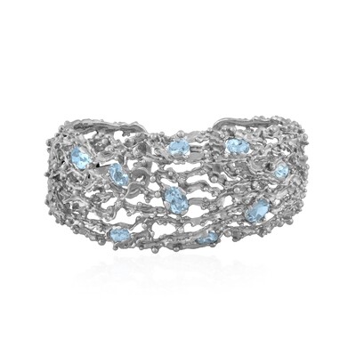 Ocean Cuff Bracelet with Blue Topaz and Diamonds