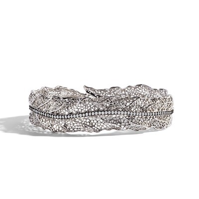 Gooseberry Silver Bangle Bracelet with Diamonds