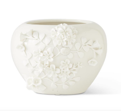 Ceramic Pot w/ Raised Flowers