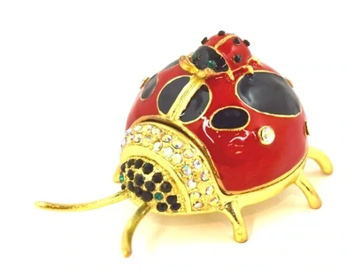 Ladybug with Baby Jeweled Trinket Box
