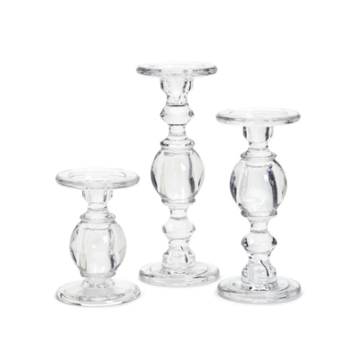 Glass Pedestal Candleholders
