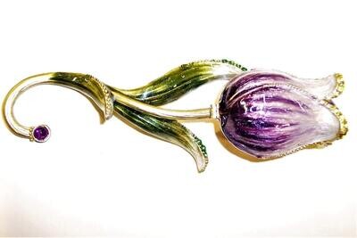 Purple Tulip Jeweled Trinket Box
