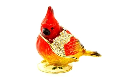 Mini Cardinal Jeweled Trinket Box