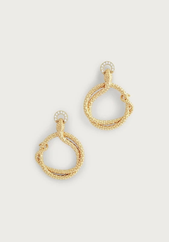 Serpent Holding Ring Hoop Earrings