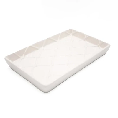 Textured White Guest Towel Tray 