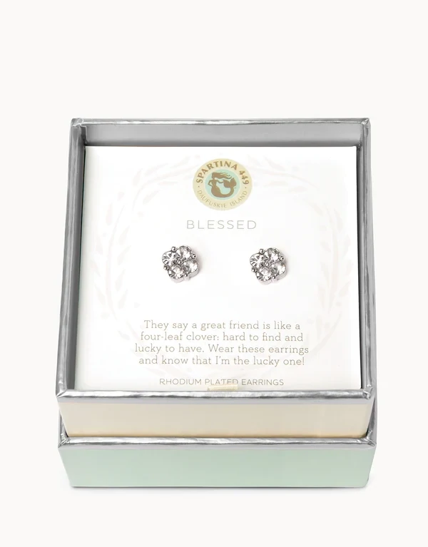 SLV Blessed/Crystal Clover Studs SIL 