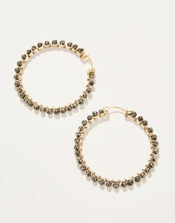 Ann Beaded Hoop Earrings Pyrite 366302 