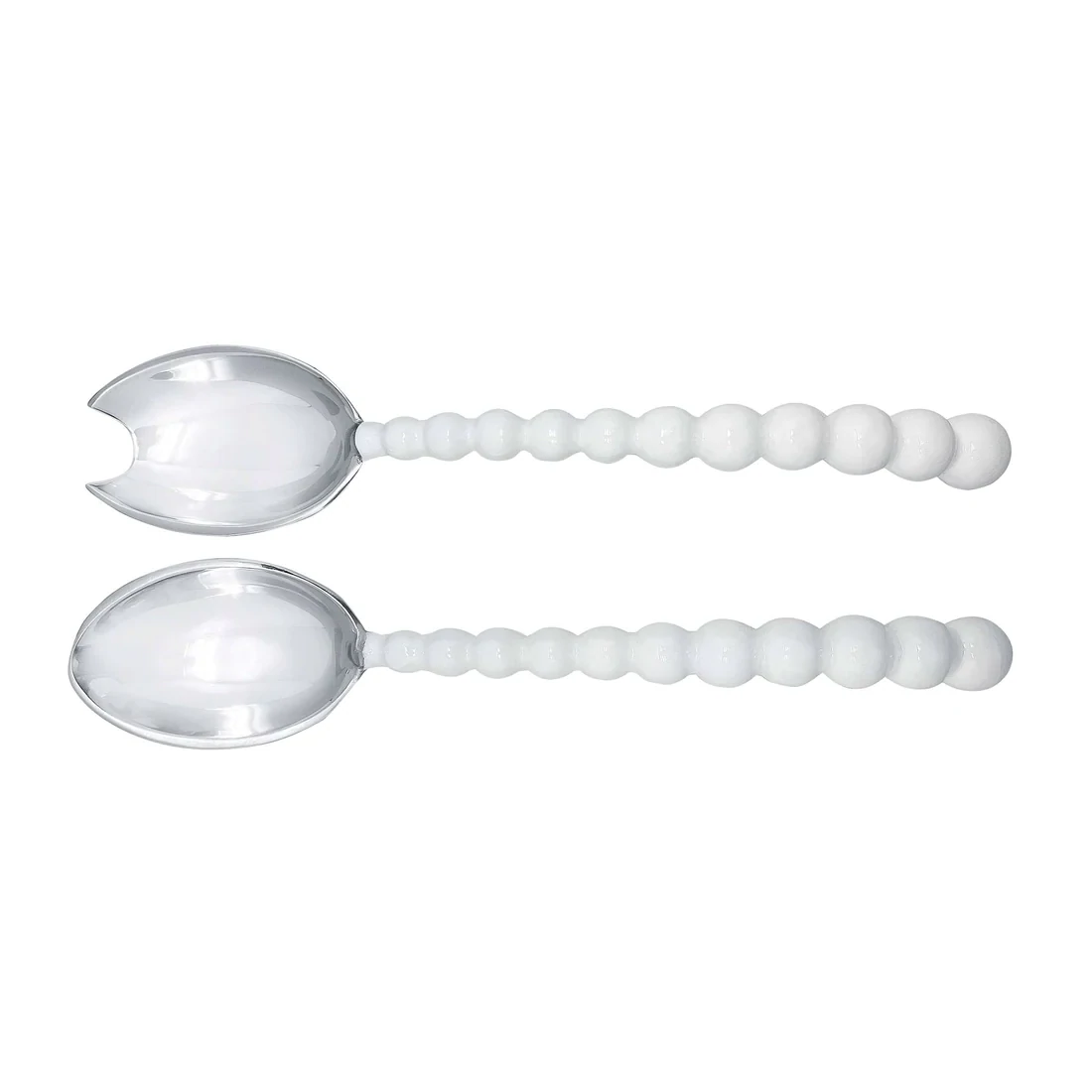 White Pearled Lg Salad Servers 3719w 