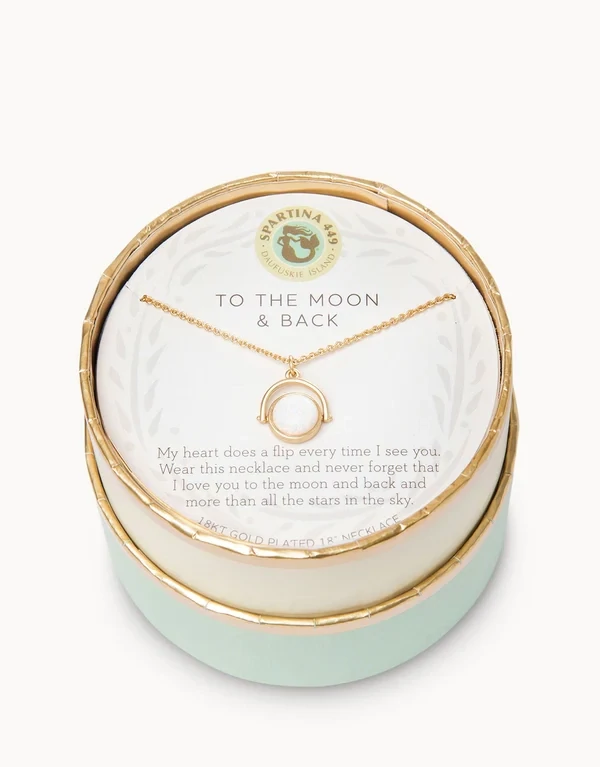 SLV Moon Back/Heart Flip Necklace Gold