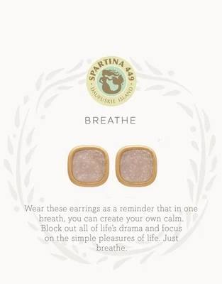 SLV Breathe/Cream Druzy Gold Studs 