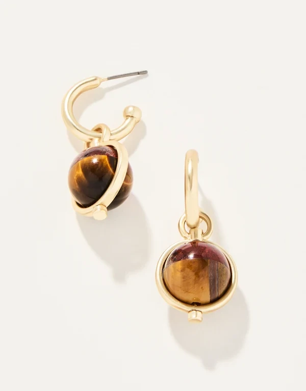 Noble Drop Hoop Earrings Natural Stone 365848 