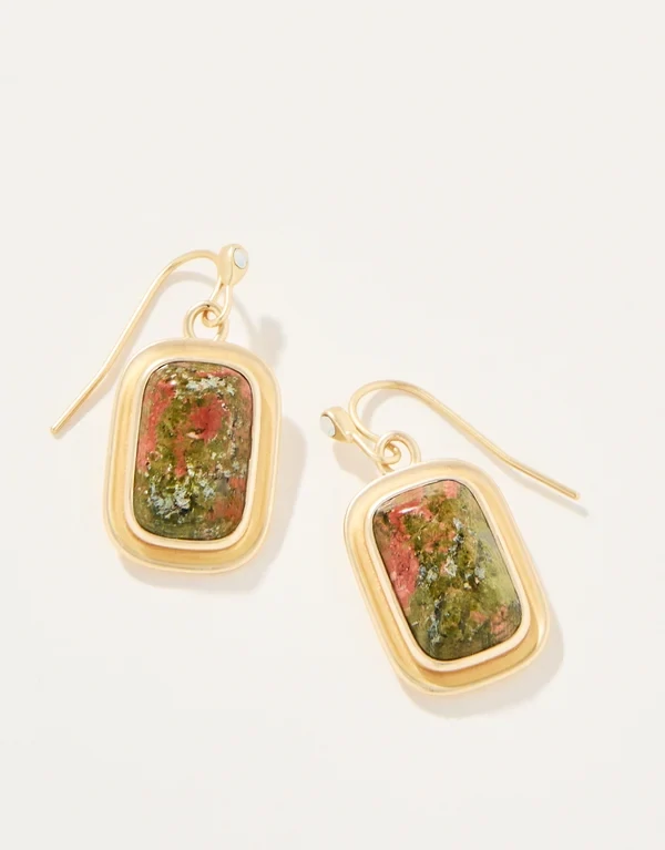 Stone Drop Earrings Unakite 365824 