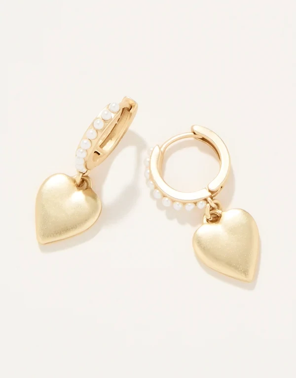 Pearl Drop Hoop Earrings Heart 366241