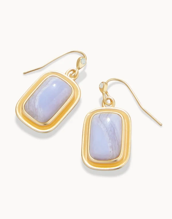 Stone Drop Earrings Blue Chalcedony 487334 