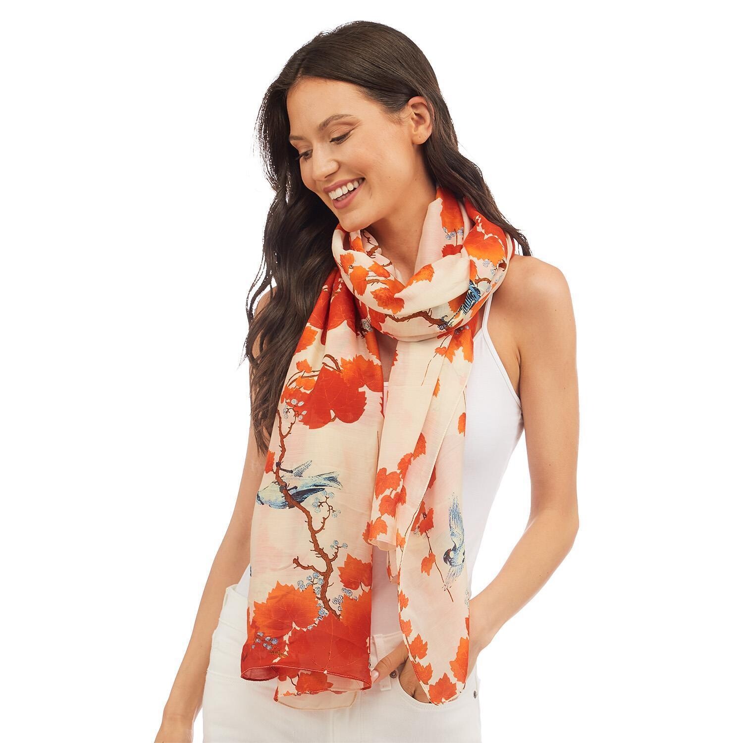 Blossom Branch Red Scarf