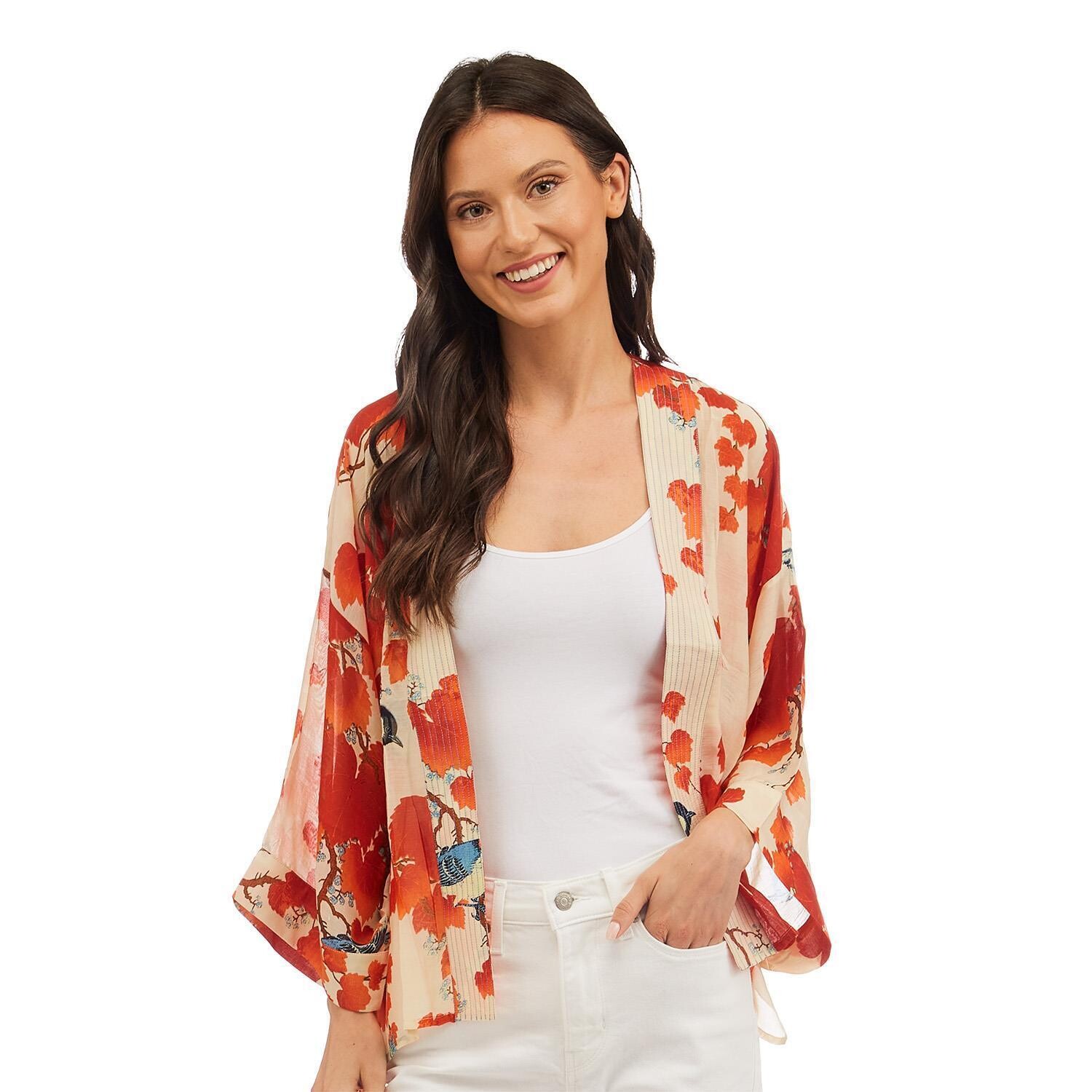 Blossom Branch Red Short Kimono