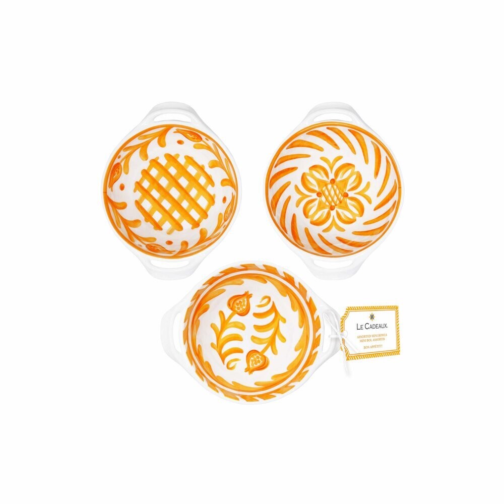 Sicily Orange S/3 Mini Handled Bowls