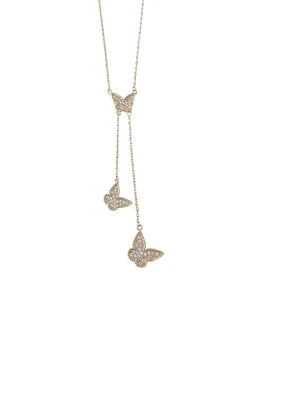 Butterfly Drop Necklace - Gold