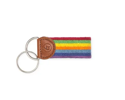 Rainbow Needlepoint Keychain 