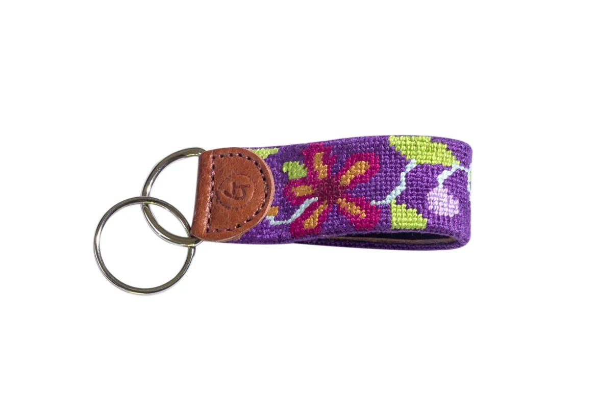 Floral Needlepoint Keychain