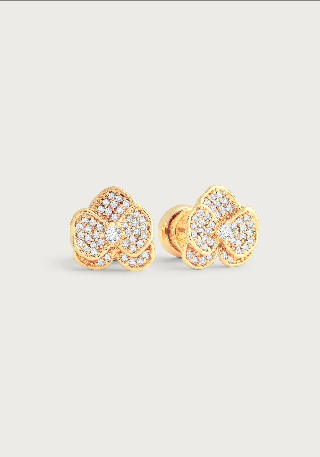 Orchid White Pave Studs - Gold