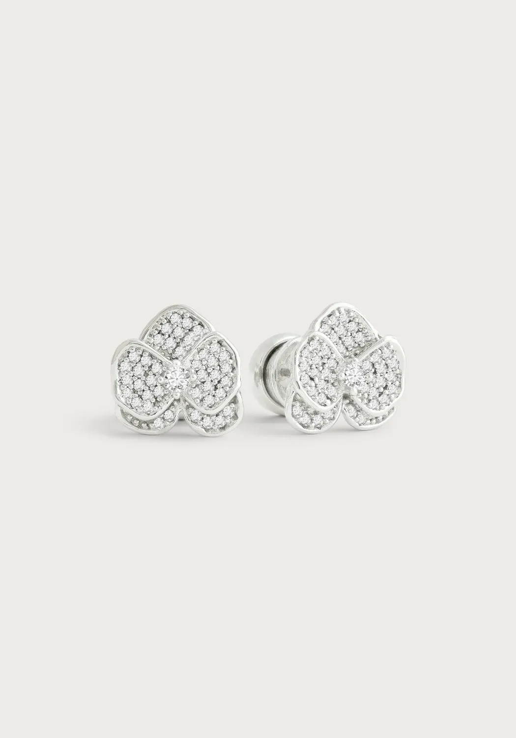 Orchid White Pave Studs - Silver
