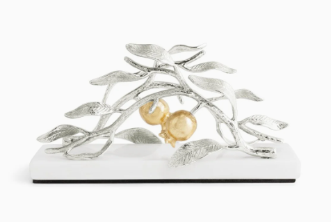 Pomegranate Silver &amp; Gold Vertical Napkin Holder