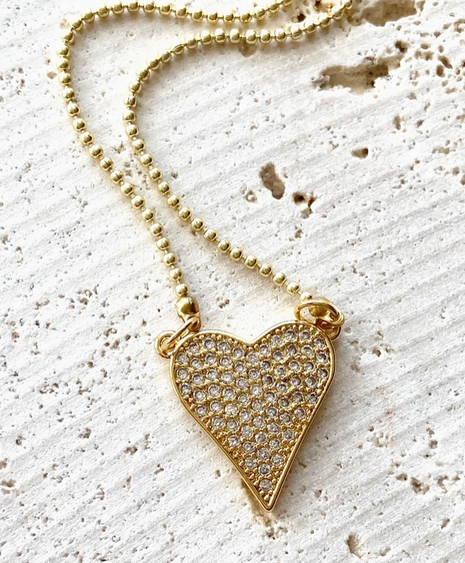n20242 Heart Ball Chain Gold
