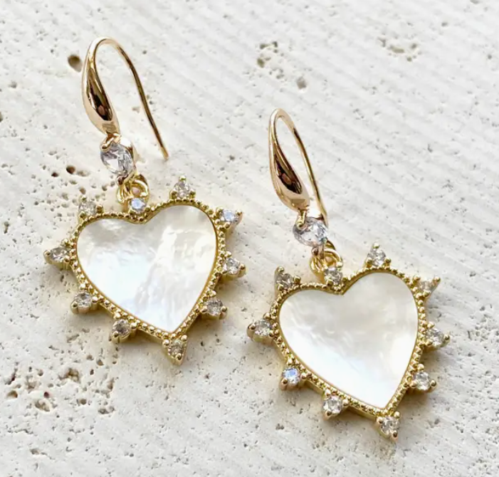 e24124 Lg Heart Shell Pearl Earrings