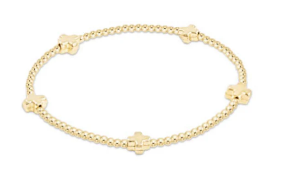 Signature Cross Small Gold  Pattern 2mm Bracelet Gold Cross