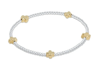Signature Cross Small Mixed Metal 2mm Bracelet
