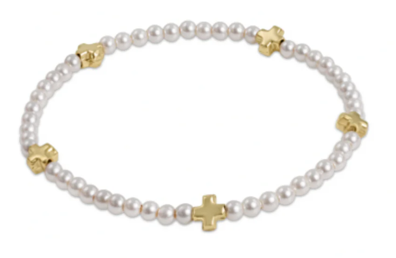 Signature Cross Small Pearl Pattern 3mm Bracelet