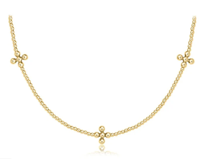 15in Choker Signature Cross gold pattern 2mm Bead