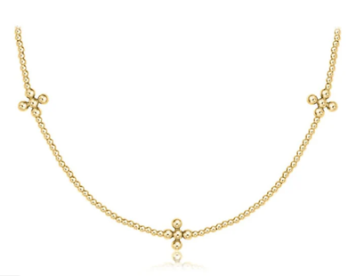 15in Choker Signature Cross gold pattern 2mm Bead