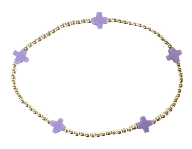 EGirl Signature Cross Small Gold 2mm Purple Bracelet