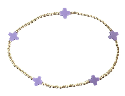 EGirl Signature Cross Small Gold 2mm Purple Bracelet