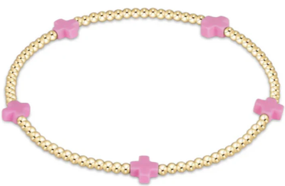 EGirl Signature Cross Small Gold 2mm Pink Bracelet