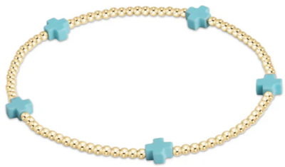 EGirl Signature Cross Small Gold 2mm Turquoise Bracelet