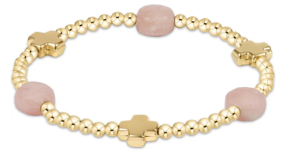 Signature Cross Admire Gold 3mm Pink Opal