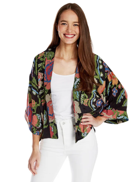 Woven Flower Short Kimono