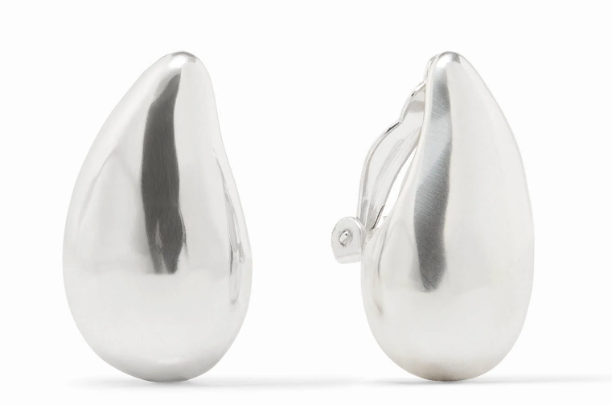 Silver Wave Clip Earrings