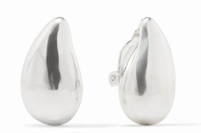 Silver Wave Clip Earrings