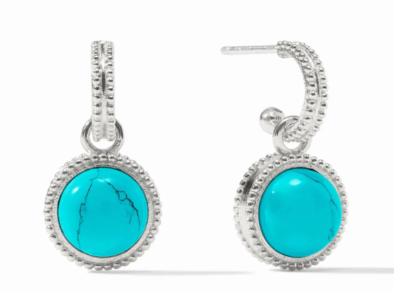 Silver Fleur-de-Lis Hoop &amp; Charm Earring